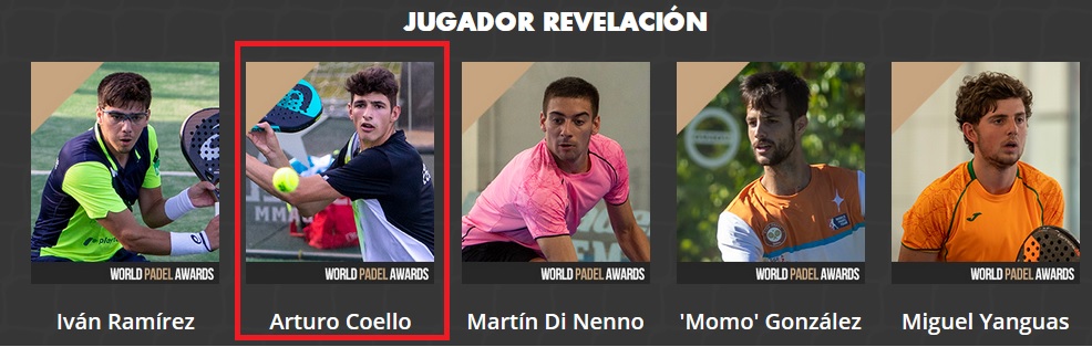 Padel Spain World Padel Awards mejor jugador revelación 2020: Arturo Coello