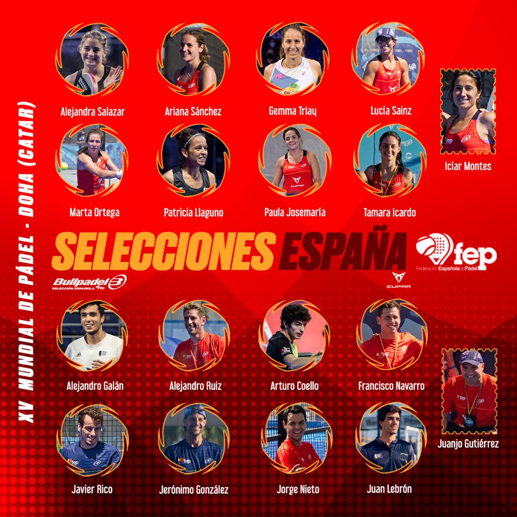 Selección española masculina y femenina para el Mundial de pádel de Qatar 2020-2021