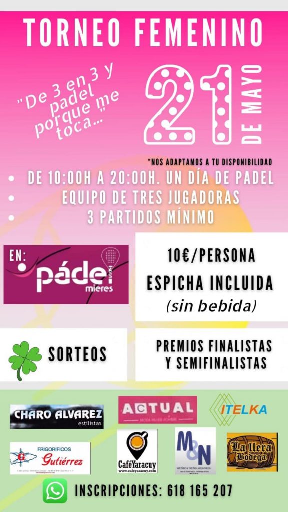 Torneo femenino en Pádel Mieres el 21 de mayo de 2022