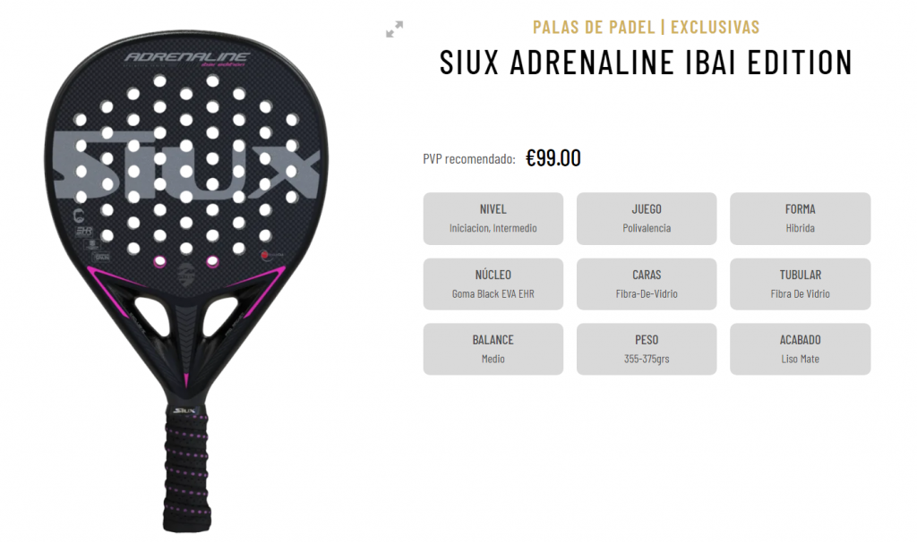 La pala Siux Adrenaline Ibai Edition